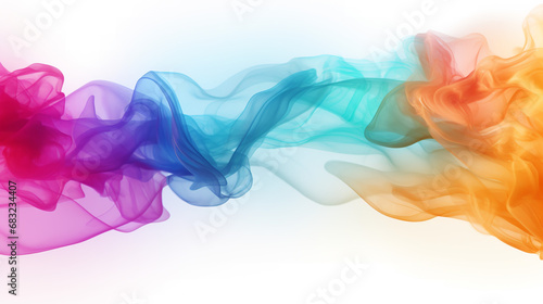 Colorful smoke floats, isolated on white background, abstract wallpaper, colorful smoke floats in the air, attractive various colors combination 