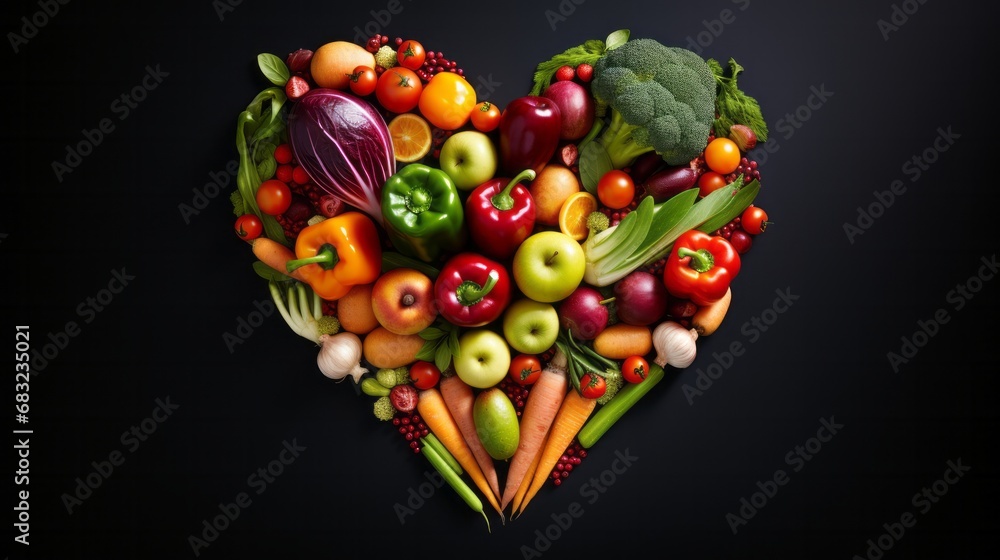 Heartfelt Harvest: Abundance of Vegetables Arranged in a Heart Shape