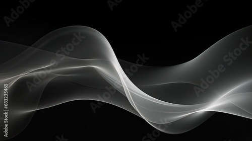 abstract flowing wave background in black and white colors
