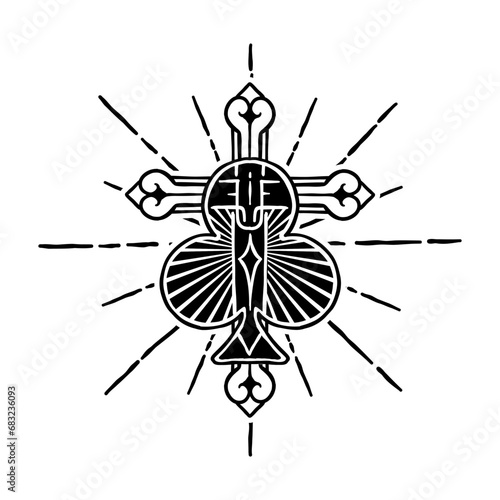 illustration of a cross combined with the ace of spades