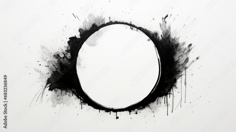 Black spheres in minimalist style. Ink art drawing. Black spheres in minimalist style. Ink art drawing.