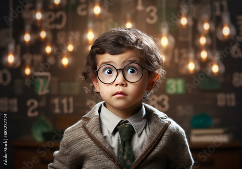 Curious Inquiry: Young Boy with Glasses Surrounded