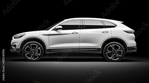 Side shot of an elegant SUV on a white background. © Nazia