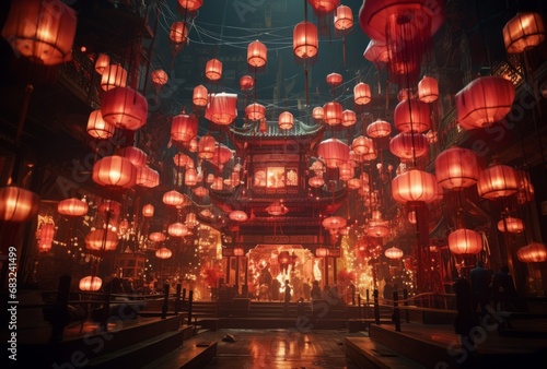 Chinese Lanterns Adorning Walls