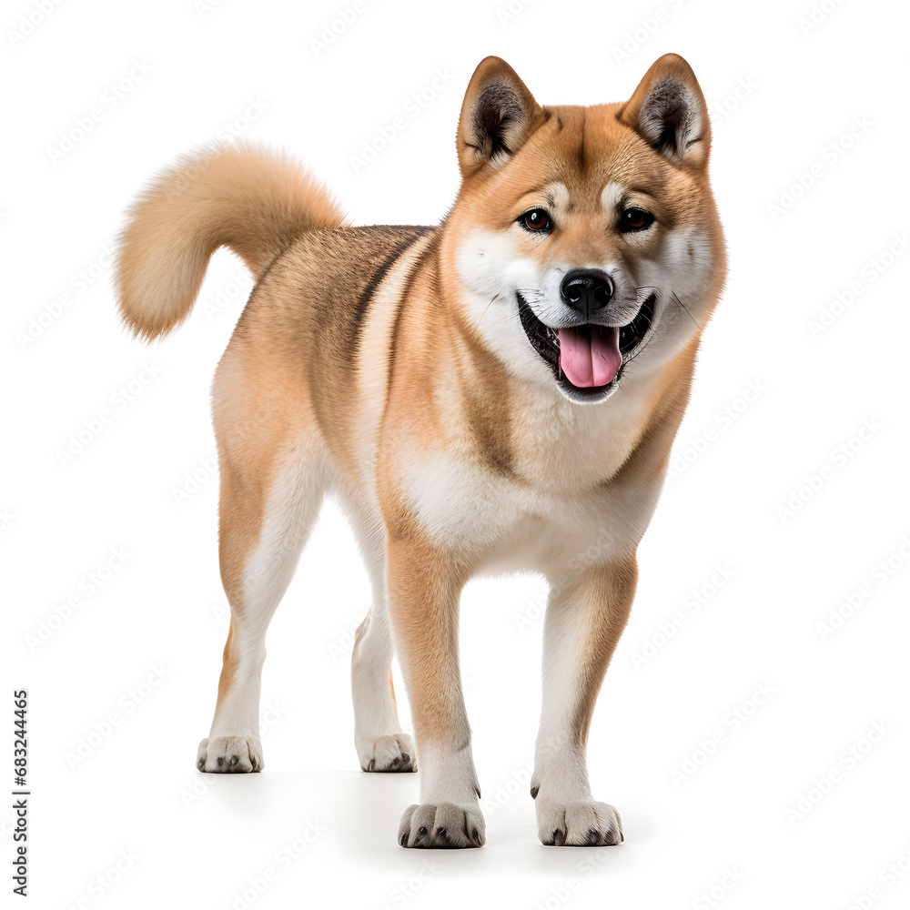 Akita Dog Isolated on White Background - Generative AI