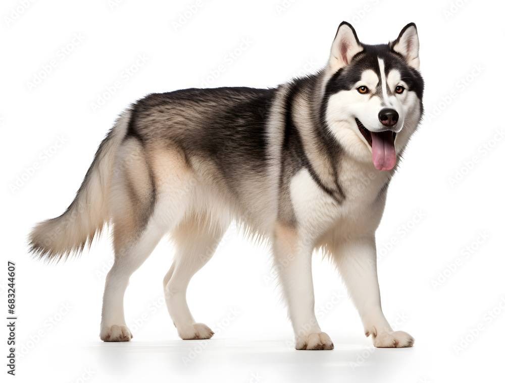 Alaskan Malamute Dog Isolated on White Background - Generative AI Alaskan Malamute Dog Isolated on White Background - Generative AI