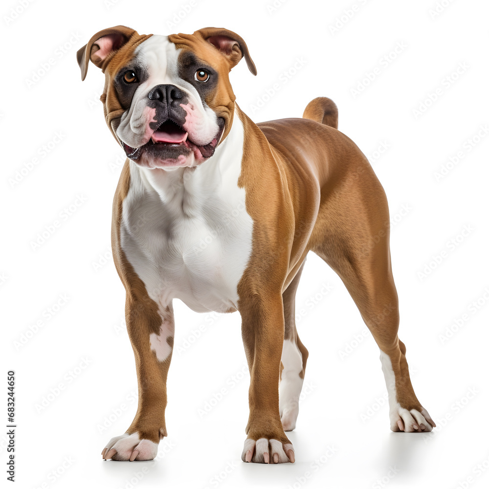 American Bulldog Dog Isolated on White Background - Generative AI