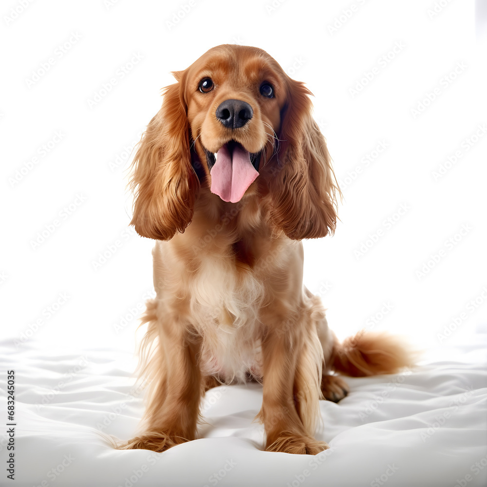 Cocker Spaniel Dog on White Studio Background - Generative AI