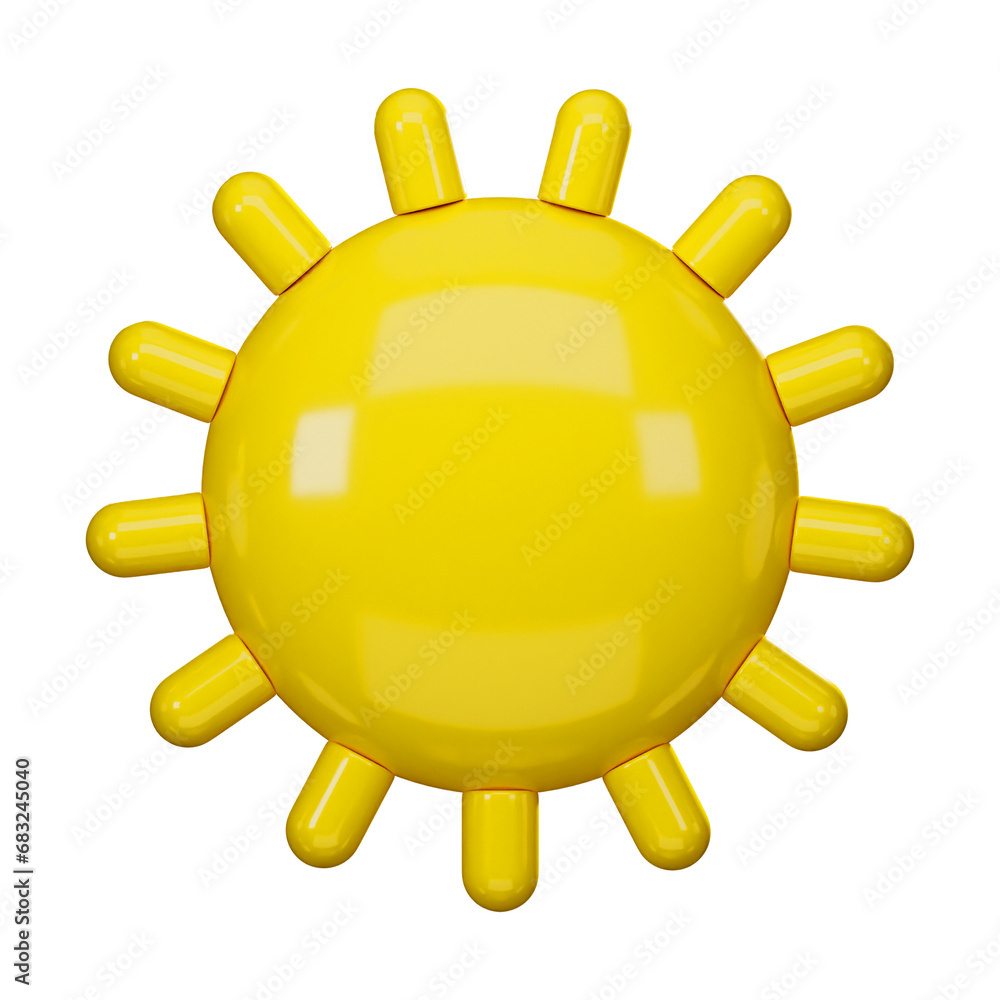  3D weather icons, Sun cuty isolated on white background.