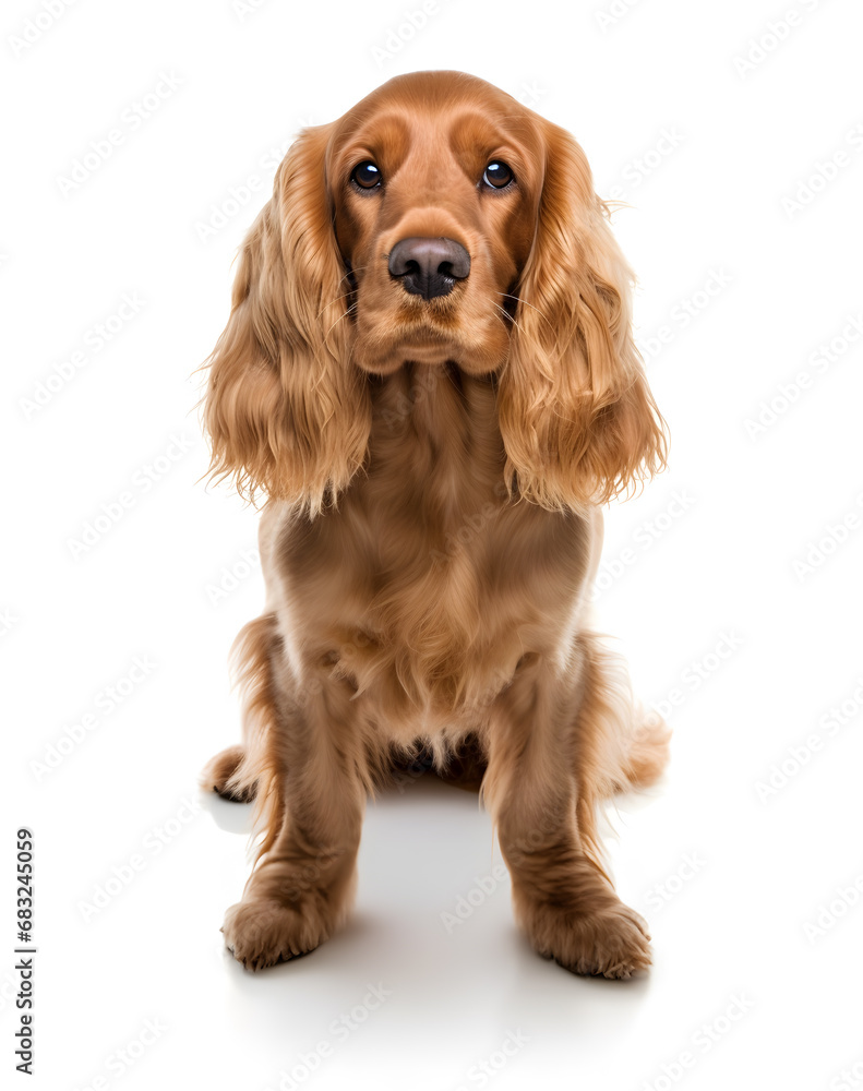 Cocker Spaniel Dog Isolated on White Background - Generative AI