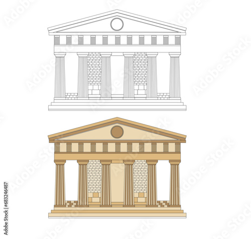 DRAWING OF HISTORICAL BUILDINGS OF VENICE, ANCIENT ITALIAN ARCHITECTURE IN GOTHIC AND NEOCLASSIC STYLE