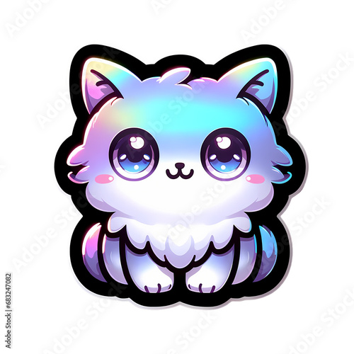 Kawaii Cat with Glowing Accents