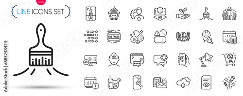 Pack of Crane claw machine, Wallet and Tickets line icons. Include Accounting report, Pasta, Order pictogram icons. Shopping cart, Laureate award, View document signs. Brush. Vector