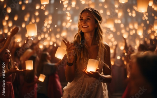 Lantern Glow Gathering: Illuminated Hands in Artistic Harmony