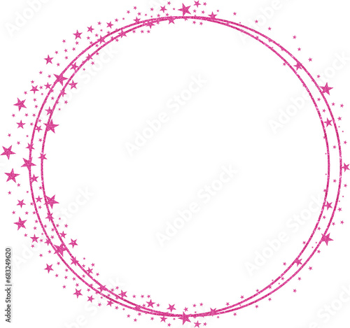 Bright Pink Circle Frame with pink Sparkle Glitter Stars clipart icon design 7
