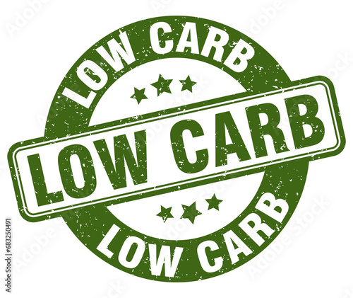 low carb stamp. low carb label. round grunge sign