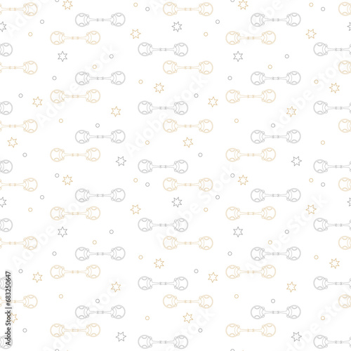 Horse bits, simple seamless pattern with geometric motifs, on white background