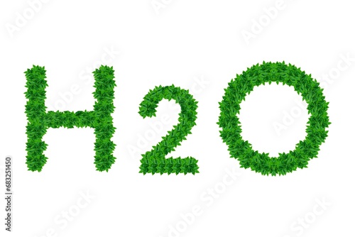 Illustration, symbol of water and green leaves