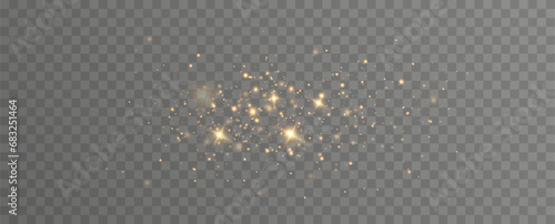 Golden sequins glow with many lights. Glittering dust. Luxurious background of golden particles.