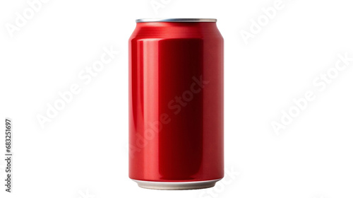 Red aluminum drink soda can isolated in white transparent background.