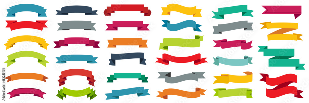 Ribbon banner design material.  Ribbons collection. Vector illustration