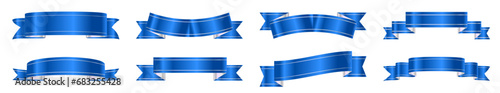 Blue ribbon banner design material. Ribbons collection. Vector illustration