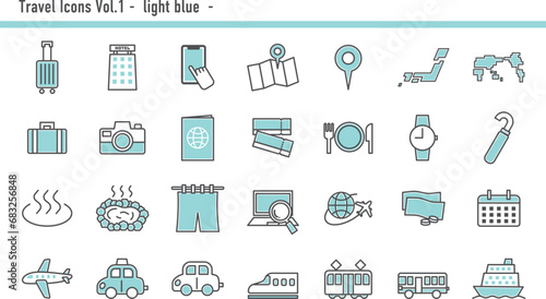 旅行アイコンセットA　05　水色