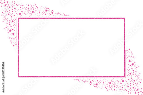Bright Pink square or rectangular frame with pink Sparkle Glitter Stars clipart icon design 17