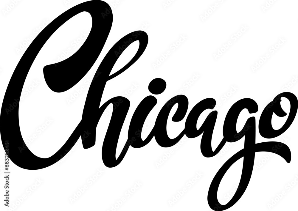 Chicago. Lettering phrase isolated on white background. Chicago. Lettering phrase isolated on white background.