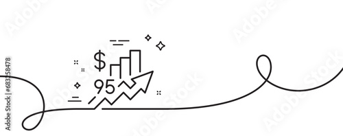 Rise price line icon. Continuous one line with curl. Petrol excise duty sign. Tax rate symbol. Rise price single outline ribbon. Loop curve pattern. Vector
