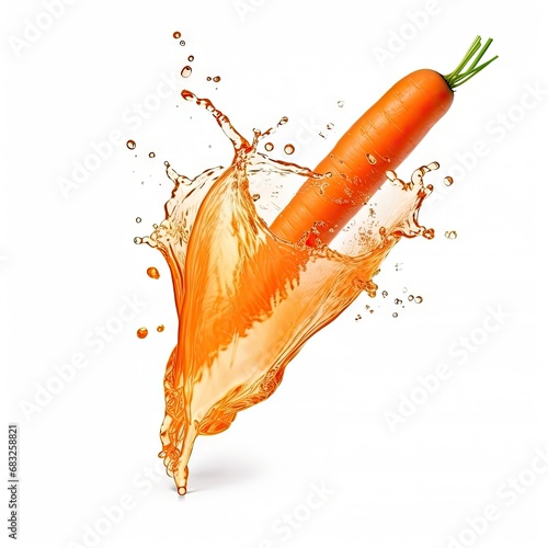 carrot and carrot juice splash isolated on white background