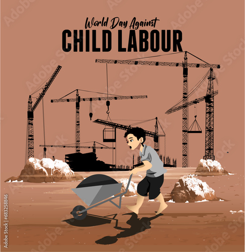 vector illustration: World day against child labour.