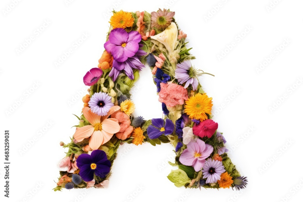 A letter a with flowers