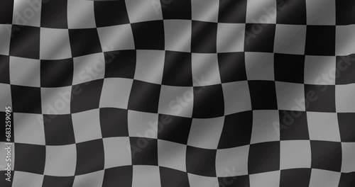 4k wavy Checkered Race fabric fluttering Racing Flags loop background. Formula One flag car motor sport.