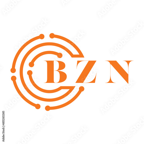 BZN letter design. BZN letter technology logo design on white background. BZN Monogram logo design for entrepreneur and business photo