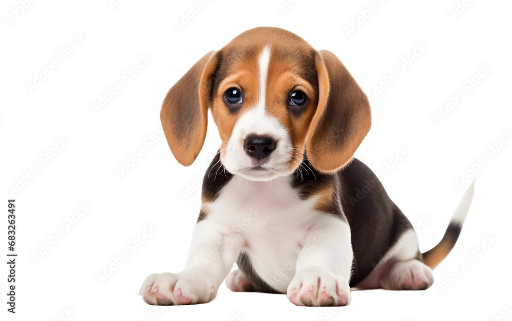 Stunning Beagle Puppy with Floppy Ears Dog Isolated on Transparent Background PNG.