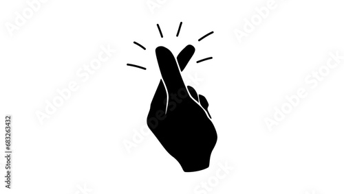 hand click, snapping, Finger snaps,  black isolated silhouette