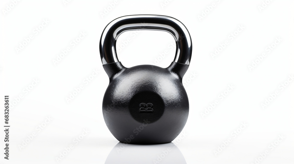 A black kettlebell with a silver handle set against