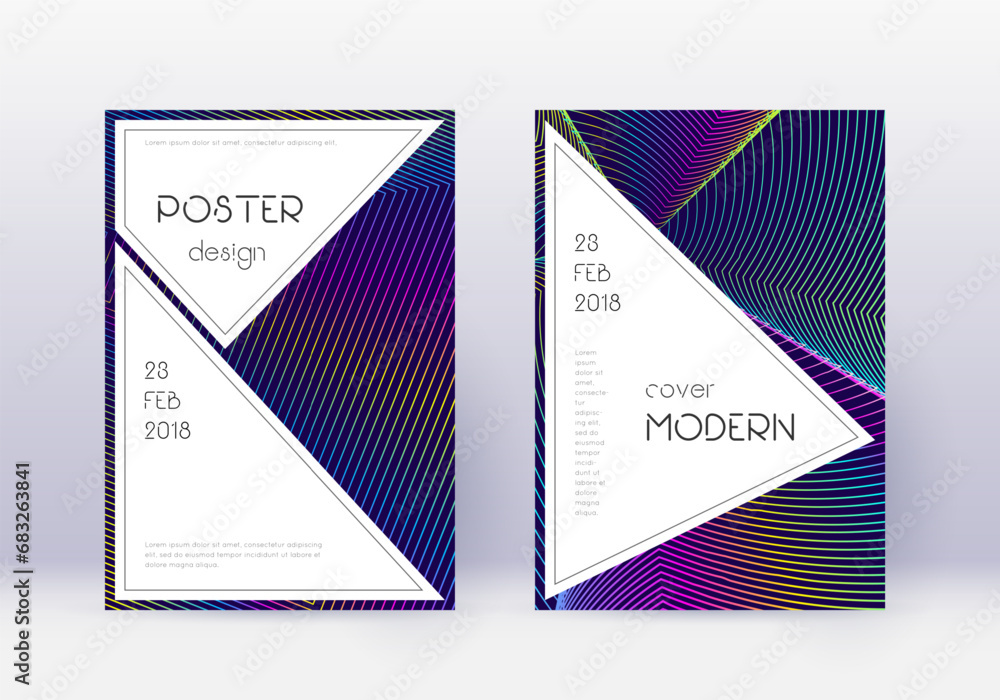 Stylish cover design template set. Rainbow abstrac