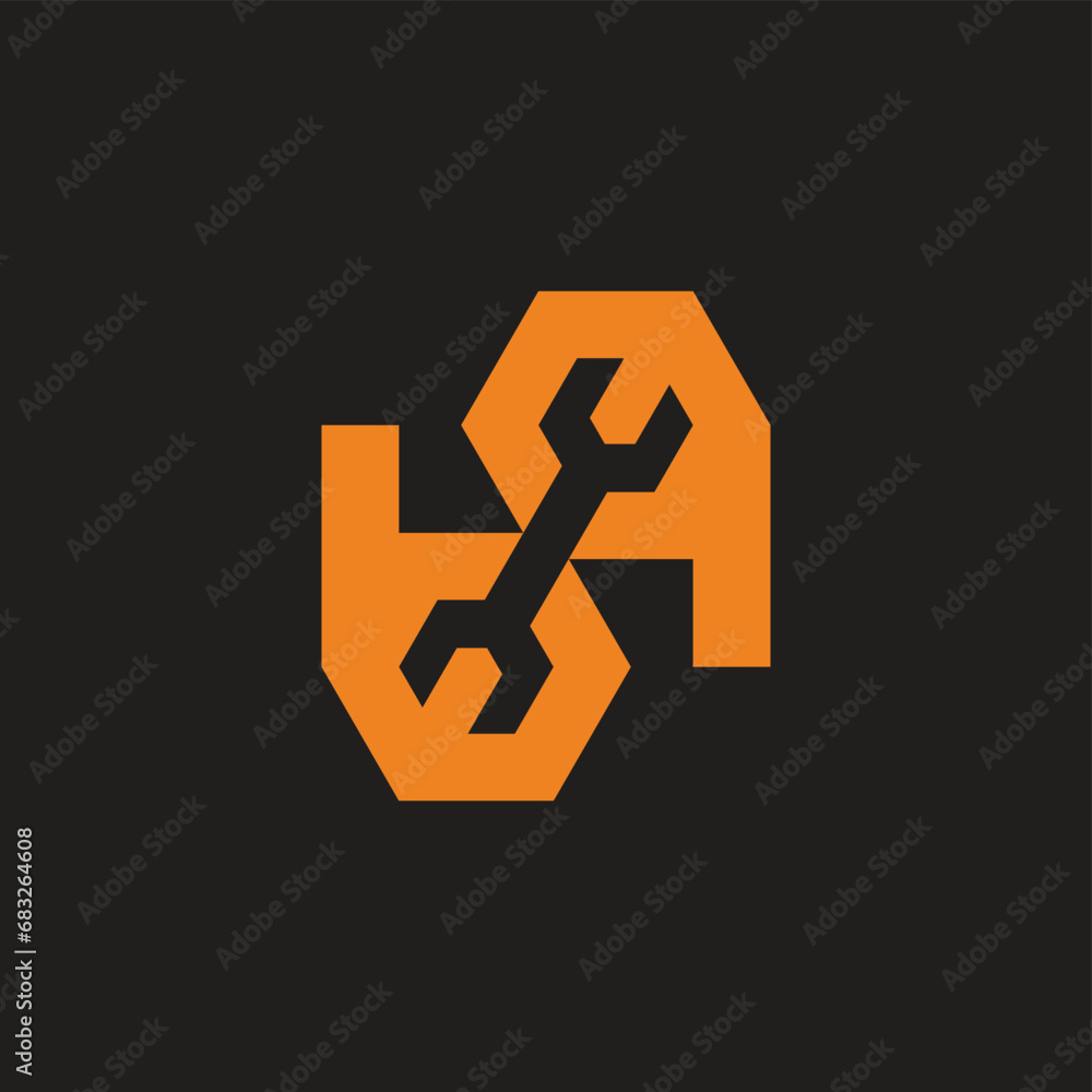 letter bq wrench negative space logo vector letter bq wrench negative space logo vector