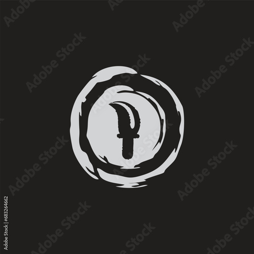 abstract brush circle knife making symbol logo vector