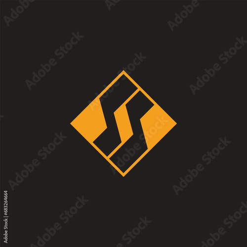 letter ss golden square tile symbol logo vector