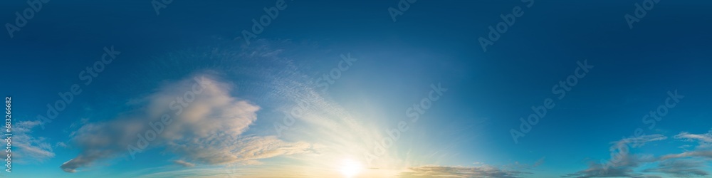 Sunset sky panorama with bright glowing pink Cumulus clouds. HDR 360 seamless spherical panorama. Full zenith or sky dome in 3D visualization, sky replacement for aerial drone panoramas. Sunset sky panorama with bright glowing pink Cumulus clouds. HDR 360 seamless spherical panorama. Full zenith or sky dome in 3D visualization, sky replacement for aerial drone panoramas.