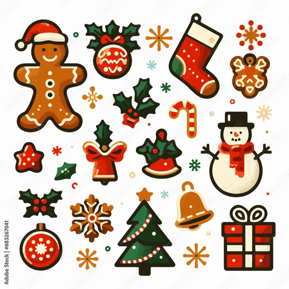 Hand-drawn Christmas Elements vector, Christmas Ornaments vector pattern. Ai Generated
Hand-drawn Christmas Elements vector, Christmas Ornaments vector pattern. Ai Generated