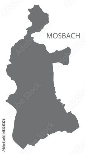 Mosbach German city map grey illustration silhouette shape