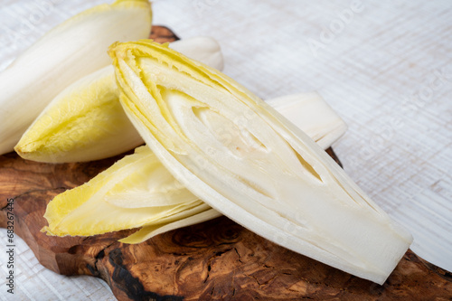 Fresh organic chicory endive salad ready to eat, traditional food in Belgium and the Netherlands