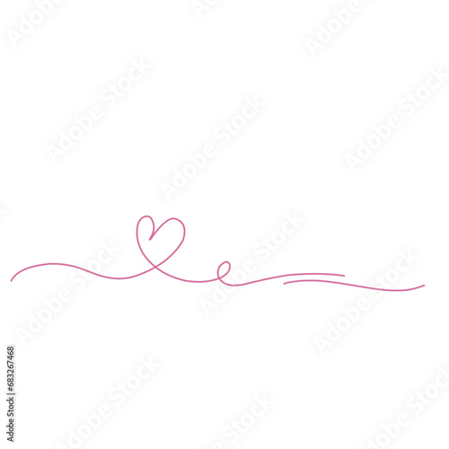 Heart style on artline. Pinky love artline style. Thin contour and romantic symbol for greeting card and web banner in simple linear style. 