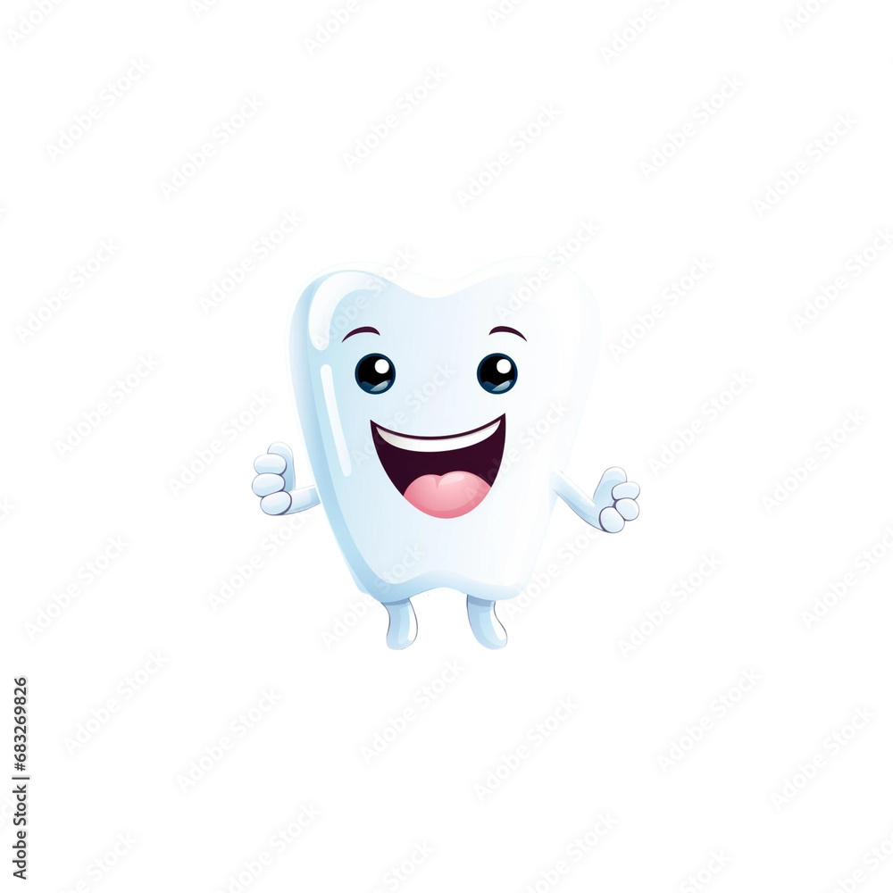 Happy tooth illustration on transparent background. generative ai Happy tooth illustration on transparent background. generative ai