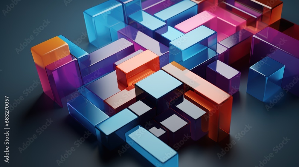 Geometric colourful 3d shape pattern background. Geometric colourful 3d shape pattern background.