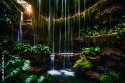 The Enchanting Waters of a Waterfall. Generative AI